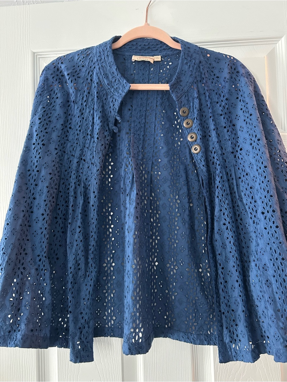 Choices Navy Eyelet Button-Front Tunic
